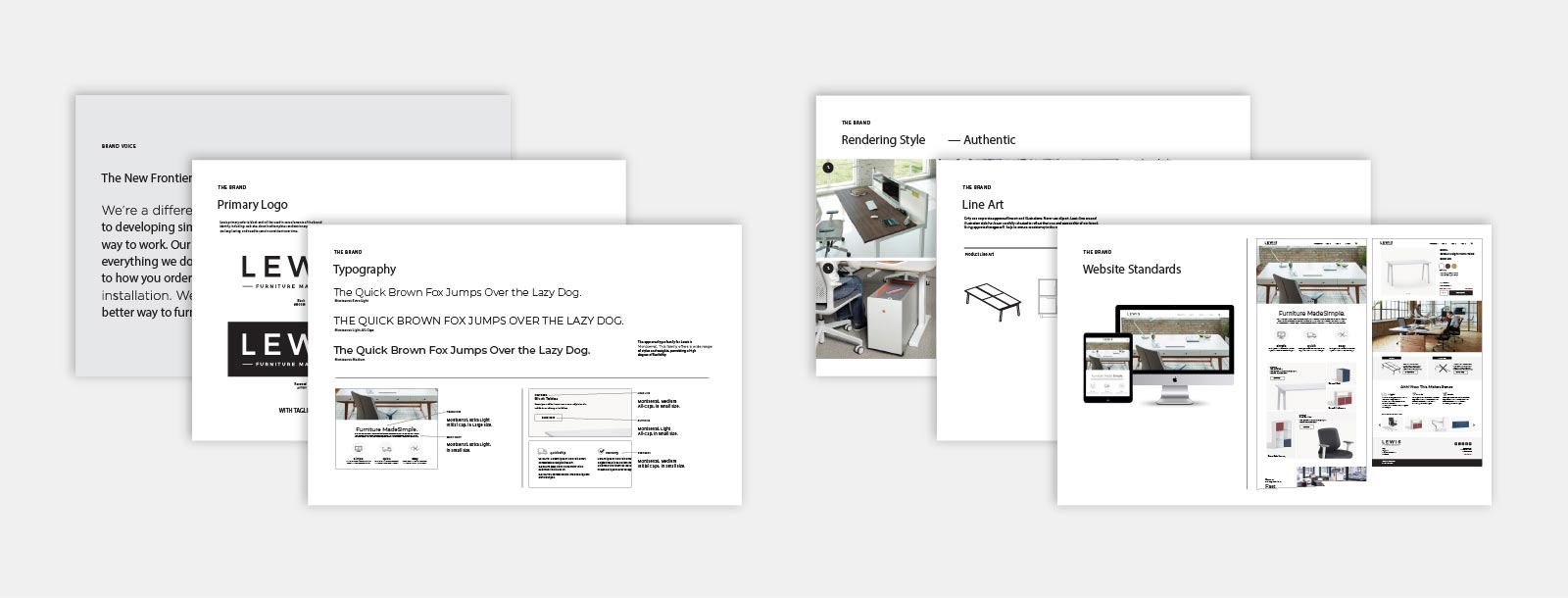 Sample screenshot from the Lewis brand guidelines showing the typography and logo usage.